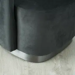 Reina Asymmetrical Charcoal Velvet Chair - Brushed Black Nickel Stainless Steel Legs Left Apex