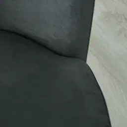 Reina Asymmetrical Charcoal Velvet Chair - Brushed Black Nickel Stainless Steel Legs Left Apex