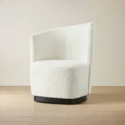 Reina Asymmetrical Cream Boucle Chair - Black Metal Legs Left Apex
