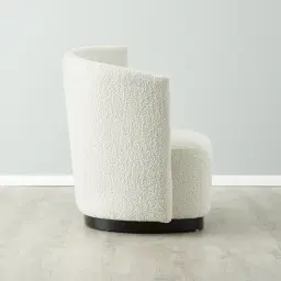 Reina Asymmetrical Cream Boucle Chair - Black Metal Legs Left Apex