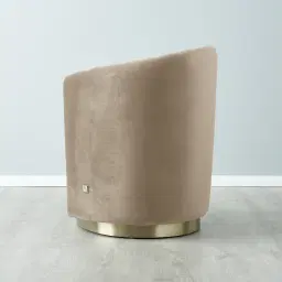 Reina Asymmetrical Beige Velvet Chair - Brushed Champagne Gold Stainless Steel Legs Right Apex