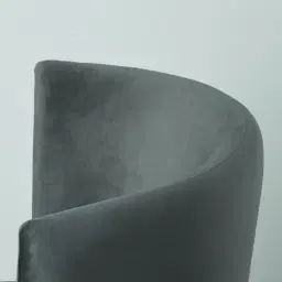 Reina Asymmetrical Charcoal Velvet Chair - Brushed Black Nickel Stainless Steel Legs Right Apex