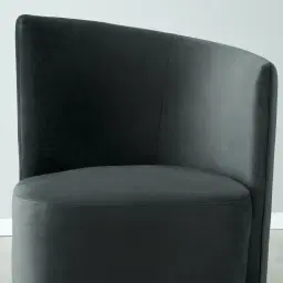 Reina Asymmetrical Charcoal Velvet Chair - Brushed Black Nickel Stainless Steel Legs Right Apex