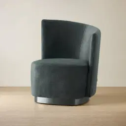 Reina Asymmetrical Charcoal Velvet Chair - Brushed Black Nickel Stainless Steel Legs Right Apex