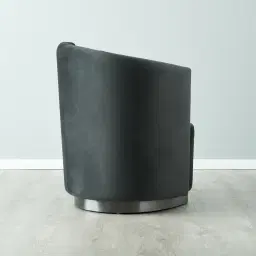 Reina Asymmetrical Charcoal Velvet Chair - Brushed Black Nickel Stainless Steel Legs Right Apex