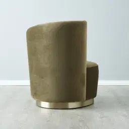 Reina Asymmetrical Olive Green Velvet Chair - Brushed Champagne Gold Stainless Steel Legs Right Apex