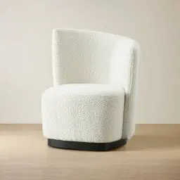 Reina Asymmetrical Cream Boucle Chair - Black Metal Legs Right Apex