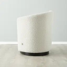 Reina Asymmetrical Cream Boucle Chair - Black Metal Legs Right Apex