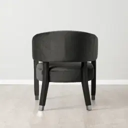 Salma Charcoal Velvet Occasional Chair - Black Nickel Legs
