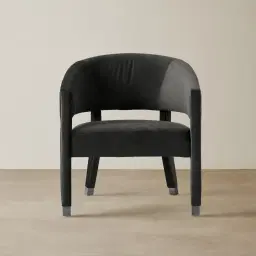 Salma Charcoal Velvet Occasional Chair - Black Nickel Legs