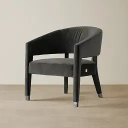 Salma Charcoal Velvet Occasional Chair - Black Nickel Legs
