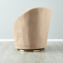 Sonja Beige Velvet Swivel Occasional Chair - Brushed Champagne Gold Stainless Steel Legs