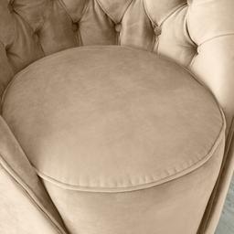 Sonja Beige Velvet Swivel Occasional Chair - Brushed Champagne Gold Stainless Steel Legs