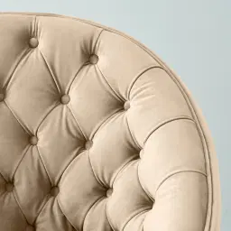 Sonja Beige Velvet Swivel Occasional Chair - Brushed Champagne Gold Stainless Steel Legs