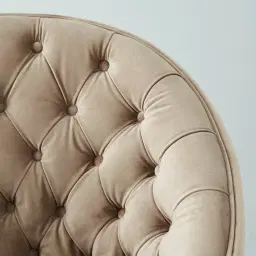Sonja Beige Velvet Swivel Occasional Chair - Brushed Champagne Gold Stainless Steel Legs