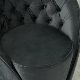 Sonja Charcoal Velvet Swivel Occasional Chair - Brushed Black Nickel Stainless Steel Legs