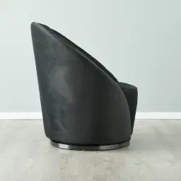 Sonja Charcoal Velvet Swivel Occasional Chair - Brushed Black Nickel Stainless Steel Legs