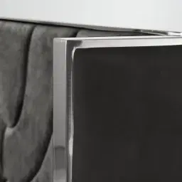 Gertrude Charcoal Velvet King Bed - Brushed Black Nickel Stainless Steel Frame