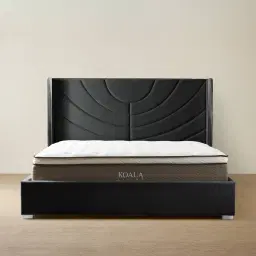 Gertrude Charcoal Velvet Queen Bed - Brushed Black Nickel Stainless Steel Frame