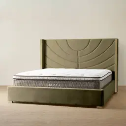Gertrude Olive Green Velvet King Bed - Brushed Champagne Gold Stainless Steel Frame