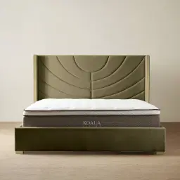 Gertrude Olive Green Velvet King Bed - Brushed Champagne Gold Stainless Steel Frame