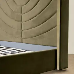 Gertrude Olive Green Velvet King Bed - Brushed Champagne Gold Stainless Steel Frame