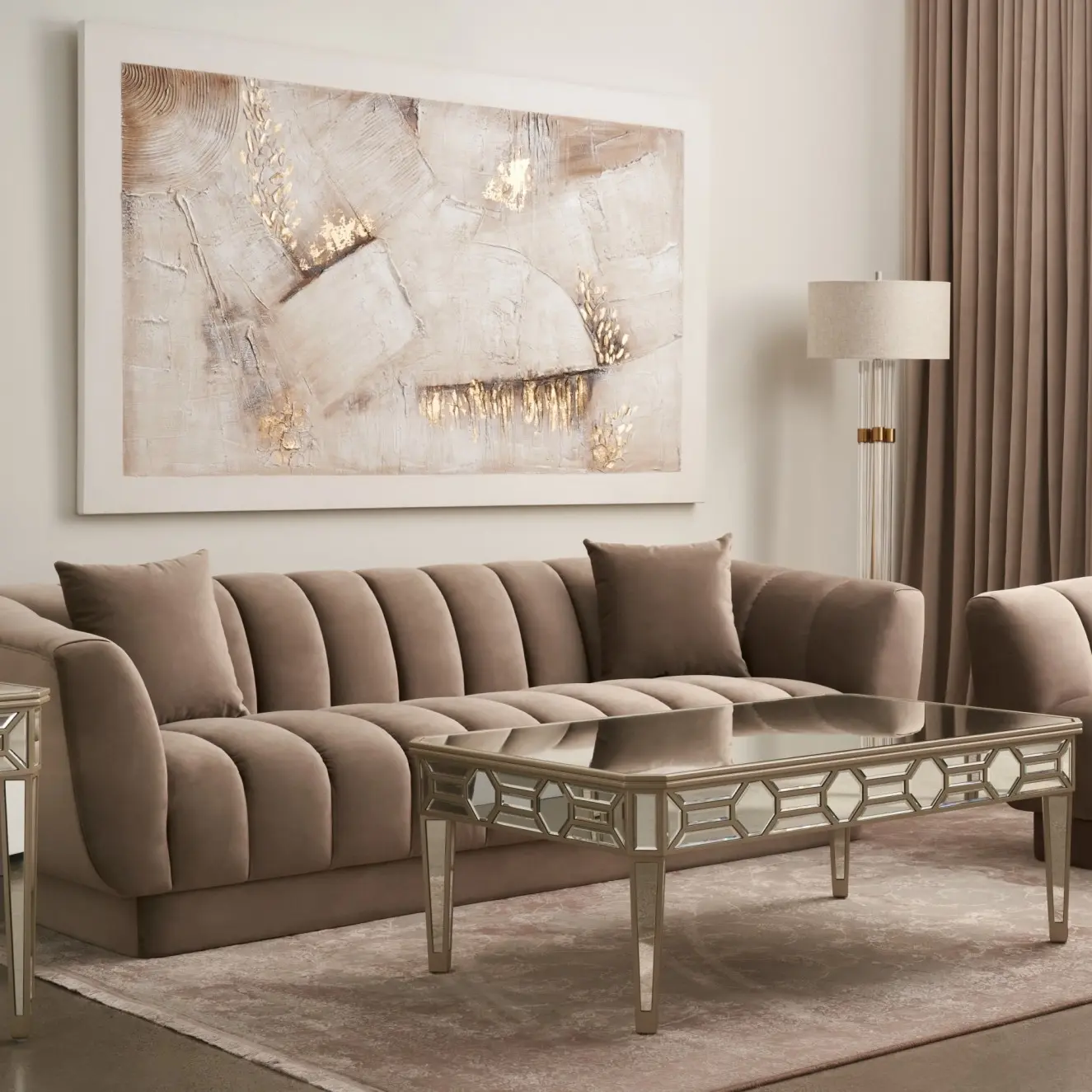 Madeleine Mirror Coffee Table - Champagne Gold Frame 
