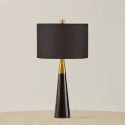 Nadia Black Marble Table Lamp - Black Fabric Lamp Shade
