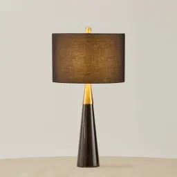 Nadia Black Marble Table Lamp - Black Fabric Lamp Shade