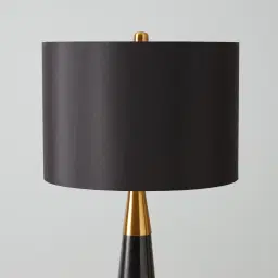 Nadia Black Marble Table Lamp - Black Fabric Lamp Shade