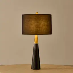 Nadia Black Marble Table Lamp - Black Fabric Lamp Shade