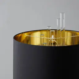 Cassy Brushed Graphite Floor Lamp - Black Fabric Lamp Shade