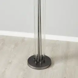 Cassy Brushed Graphite Floor Lamp - Black Fabric Lamp Shade