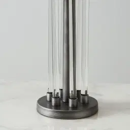 Cassy Brushed Graphite Table Lamp - Black Fabric Lamp Shade