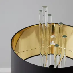 Cassy Brushed Graphite Table Lamp - Black Fabric Lamp Shade