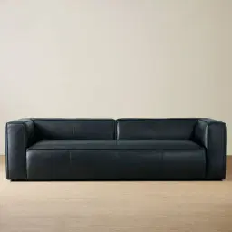 Anver Black Leather 4-Seater Sofa