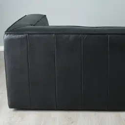 Anver Black Leather 4-Seater Sofa