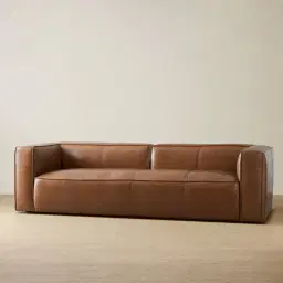 Anver Vintage Tan Leather 4-Seater Sofa