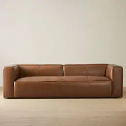 Anver Vintage Tan Leather 4-Seater Sofa