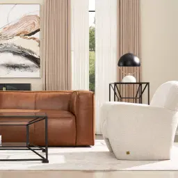 Anver Vintage Tan Leather 4-Seater Sofa