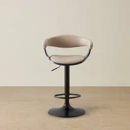 Ryker Sand Beige Vegan Leather Bar Stool