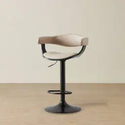 Ryker Sand Beige Vegan Leather Bar Stool