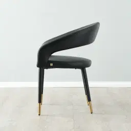 Moulin Black Vegan Leather Dining Chair - Brushed Gold Legs