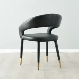 Moulin Black Vegan Leather Dining Chair - Brushed Gold Legs