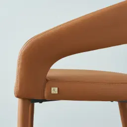 Moulin Walnut Vegan Leather Dining Chair - Brushed Gold Legs