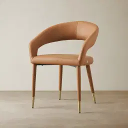 Moulin Walnut Vegan Leather Dining Chair - Brushed Gold Legs