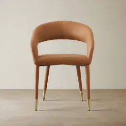 Moulin Walnut Vegan Leather Dining Chair - Brushed Gold Legs