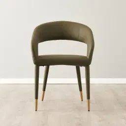 Moulin Sage Green Vegan Leather Dining Chair - Brushed Gold Legs