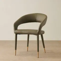 Moulin Sage Green Vegan Leather Dining Chair - Brushed Gold Legs
