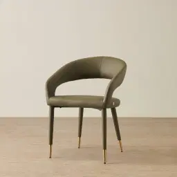 Moulin Sage Green Vegan Leather Dining Chair - Brushed Gold Legs